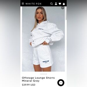 White Fox Offstage Lounge Shorts Mineral Grey - Size Small